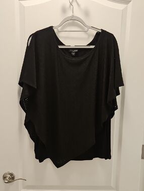 Size 2X.  Black Draped Eyelet Top